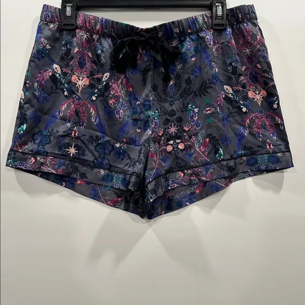 Victoria’s Secret Satin Short Pajama Set NWOT Gray Moody Floral M  Rare Print